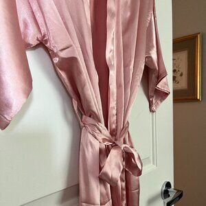 Satin pink robe